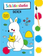 Omslag van Kleurboek met verfpalet en penseel Dieren
