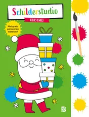 Omslag van Kleurboek met verfpalet en penseel Kerstmis