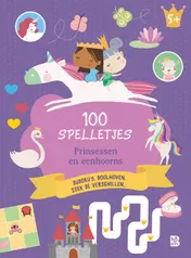 Omslag van 100 spelletjes 5+ Prinsessen en eenhoorns