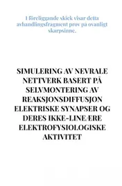 Omslag van Simulering av nevrale nettverk basert på selvmontering av reaksjonsdiffusjon elektriske synapser og deres ikke-lineære elektrofysiologiske aktivitet