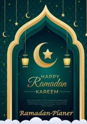 Omslag van RAMADAN Planer für 30 Tage Ramadan mit Gebet, Fasten, Quran Tracker, etc.