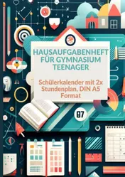 Omslag van Hausaufgabenheft: 1 Woche 2 Seiten Schulplaner Teenager , Schülerkalender , mit 2x Stundenplan : DIN A5