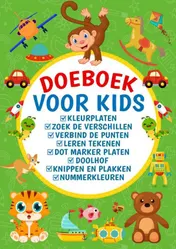 Omslag van Doeboek Kinderen, met Zoek de Verschillen, Knippen, Plakken, Kleuren, Doolhof en Meer