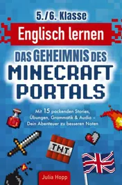 Omslag van Englisch lernen 5./6. Klasse - Das Geheimnis des Minecraft-Portals: Verbessere dein Englisch Block für Block