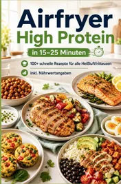 Omslag van Airfryer High Protein – in 15–25 Minuten 100+ schnelle Rezepte für alle Heißluftfritteusen – inkl. Nährwertangaben
