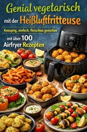 Omslag van Genial vegetarisch mit der Heißluftfritteuse – Knusprig, einfach, fleischlos genießen mit über 100 Airfryer Rezepten