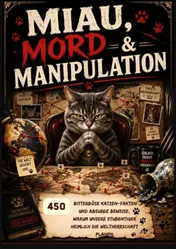 Omslag van Miau, Mord & Manipulation: 450 bitterböse Katzen-Fakten und absurde Beweise, warum unsere Stubentiger heimlich die Weltherrschaft planen