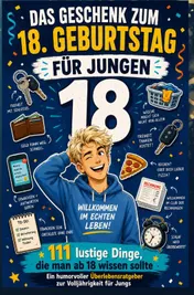 Omslag van DAS GESCHENK ZUM 18. GEBURTSTAG FÜR JUNGS: 111 lustige Dinge, die man ab 18 wissen sollte