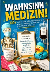 Omslag van Wahnsinn Medizin! 100+ kuriose Fälle, echte Absurditäten & witzige Anekdoten, die kein Arzt je im Studium gehört hat