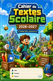 Omslag van Cahier de Texte Minecraft 2026 2027 – École Primaire