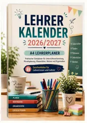 Omslag van Lehrerkalender 2026/2027 – A4 Lehrerplaner: Praktischer Schulplaner für Unterrichtsvorbereitung, Monatsplanung, Klassenlisten, Anwesenheitslisten