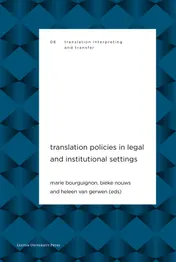 Omslag van Translation Policies in Legal and Institutional Settings