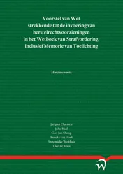 Omslag van Voorstel van Wet strekkende tot de invoering van herstelrechtvoorzieningen in het Wetboek van Strafvordering, inclusief Memorie van Toelichting
