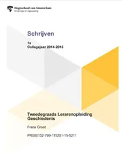 Omslag van tweedegraads lerarenopleiding geschiedenis 1e collegejaar 2014-2015