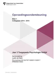 Omslag van Jaar 3 voltijd; Blok 1; Collegejaar 2014-2015