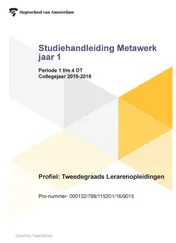 Omslag van Studiehandleiding metawerk jaar 1