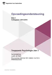 Omslag van Blok 1 collegejaar 2015-2016 Toegepaste psychologie jaar 3
