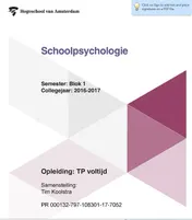 Omslag van Opleiding: TP voltijd Semester Blok 1 Collegejaar 2016-2017