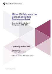 Omslag van Minor ethiek voor de beroepspraktijk bestaansethiek