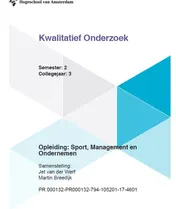 Omslag van opleiding: sport, management en ondernemen. Semester: 2, Collegejaar: 3