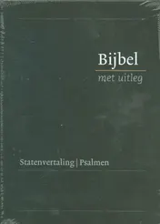 Omslag van Bijbel met uitleg, groot 190 x 270 mm zwart, harde band in luxe cassette