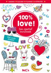 Omslag van 100% love, een creatief vulboek
