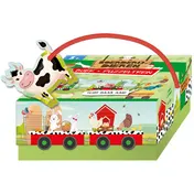 Omslag van Boerderijdieren- boek + puzzeltrein