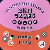 Omslag van Magneet spelletjes voor onderweg 2 in 1 - Dammen en 4 op een rij
