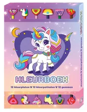 Omslag van Kleurboek Box met 12 potloden en gummen - Unicorns