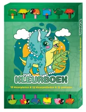 Omslag van Kleurboek Box met 12 potloden en gummen - Dino's