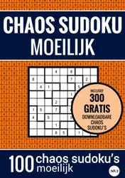 Omslag van Sudoku Moeilijk: CHAOS SUDOKU - nr. 3 - Puzzelboek met 100 Moeilijke Puzzels voor Volwassenen en Ouderen