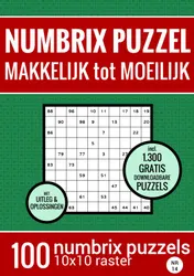 Omslag van Kerstcadeau: Puzzelboek met 100 Numbrix Puzzels - Makkelijk tot Moeilijk - NR.14