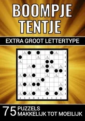Omslag van Boompje Tentje - Extra Groot Lettertype - 75 Puzzels, Makkelijk tot Moeilijk