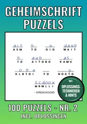 Omslag van Geheimschrift Puzzelboek Nr. 2 - 100 Puzzels - Incl. Uitleg, Tips en Oplossingen
