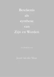 Omslag van Betekenis als synthese van Zijn en Worden