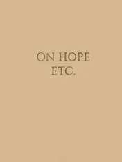Omslag van Elke Andreas Boon. On Hope Etc.