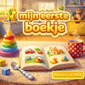 Omslag van Mijn eerste boekje, leren lezen. binnen in huis
