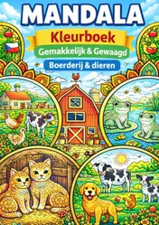 Omslag van Mandala kleurboek ( Gemakkelijk & Gewaagd ) boerderij & Dieren.