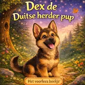 Omslag van Het voorlees boekje, Dex de Duitse herder pup.