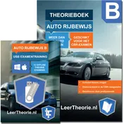 Omslag van Combinatiepakket van Auto Theorieboek met USB stick met 12 examens