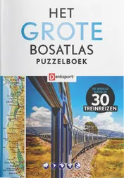 Omslag van Denksport - Het Grote Bosatlas Puzzelboek - Treinreizen