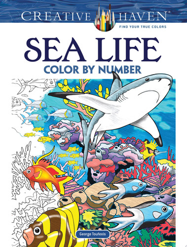 Omslag van Creative Haven Sea Life Color by Number Coloring Book
