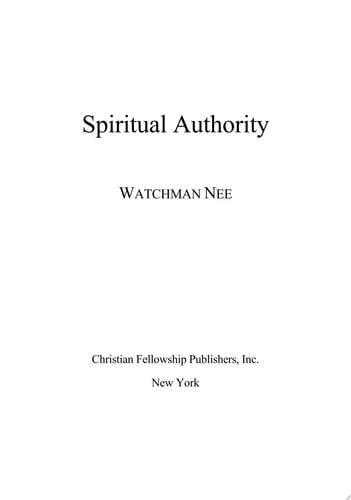 Omslag van Spiritual Authority