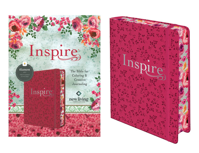 Omslag van Inspire Bible Nlt, Filament Enabled (Hardcover Leatherlike, Pink Peony)