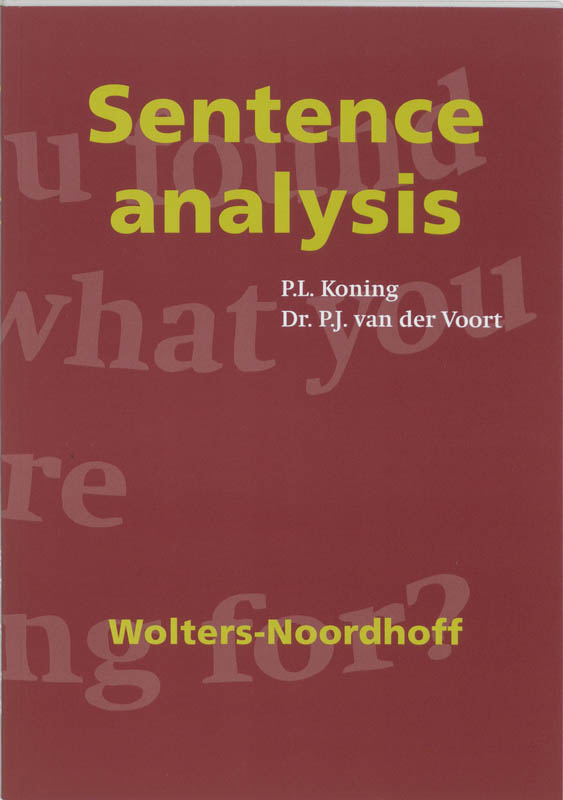 Omslag van Sentence analysis
