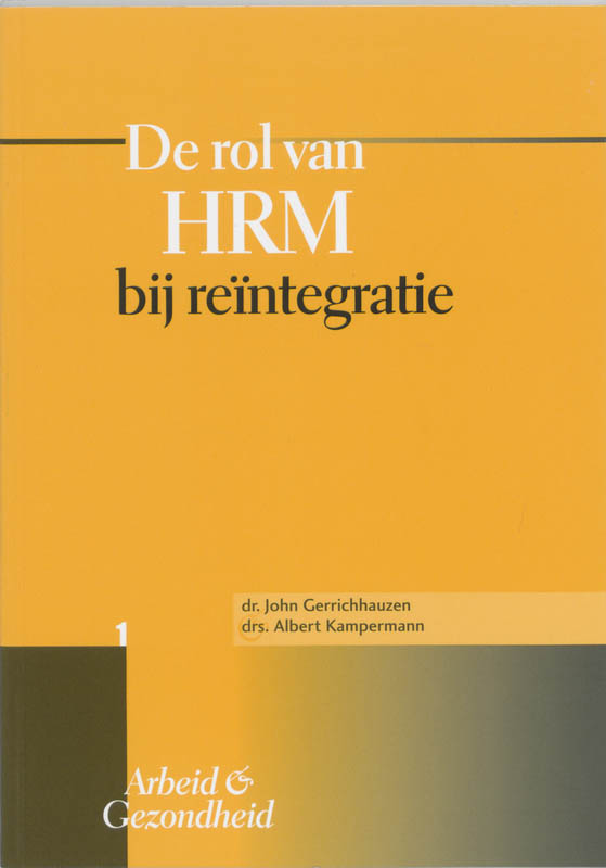 Omslag van De rol van HRM bij reintegratie