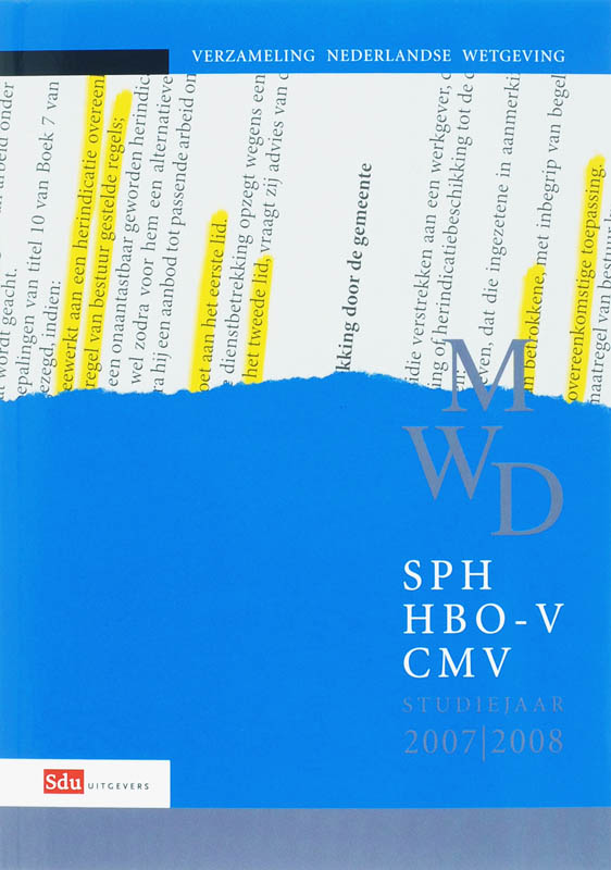 Omslag van Verzameling Nederlandse Wetgeving MWD/SPH/HBO-V/CMV