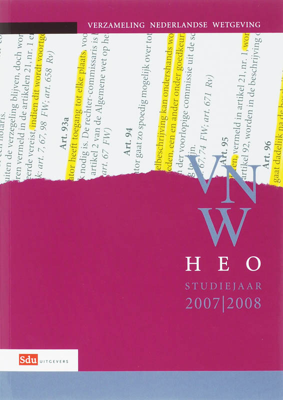Omslag van Verzameling Nederlandse Wetgeving HEO Studiejaar 2007-2008