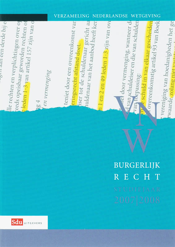 Omslag van Verzameling Nederlandse Wetgeving Burgerlijk Recht Studiejaar 2007-2008