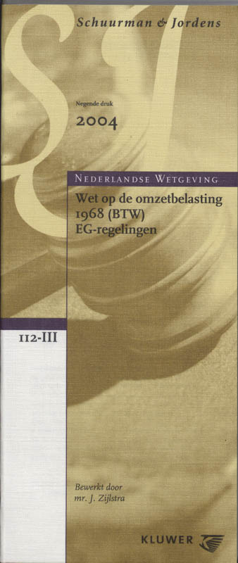 Omslag van Wet op de omzetbelasting 1968 (BTW) / EG-regelingen